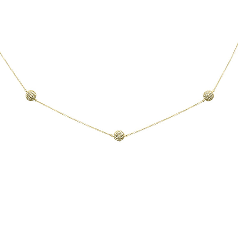 DIAMOND CLOSEOUT!  .98ct G SI 14K Yellow Gold Diamond 3 Disco Ball Pendant Necklace 16+2"Ext Long Chain