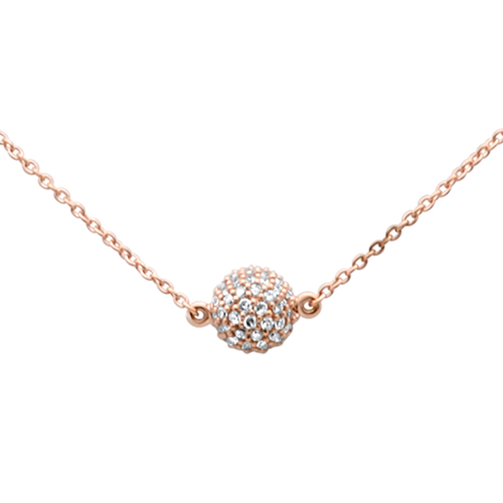 DIAMOND  CLOSEOUT!   .33ct G SI 14K Rose Gold Diamond Ball Pendant Necklace 16" + 2" EXT