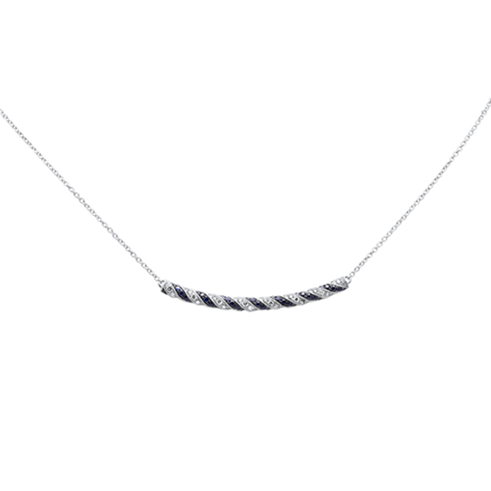 SPECIAL! 1.14ct G SI 14K White Gold Diamond & Blue Sapphire Gemstone Pendant Necklace 16" Long Chain