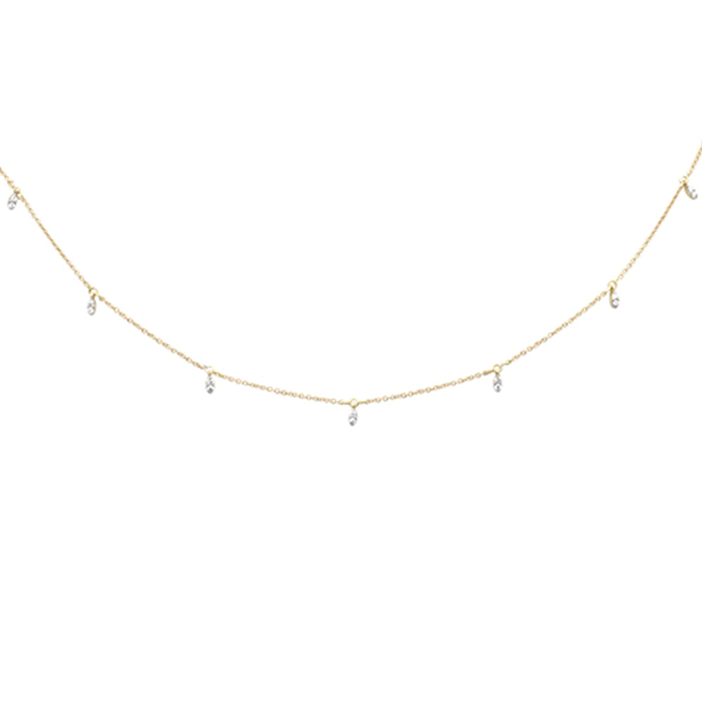 SPECIAL! .13ct G SI 14K Yellow Gold Diamond Dangling Pendant Necklace 16+2"Ext Long Chain
