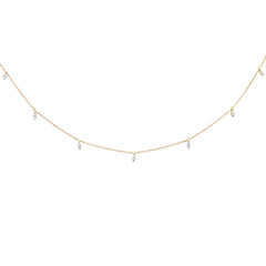 SPECIAL! .13ct G SI 14K Yellow Gold Diamond Dangling Pendant Necklace 16+2"Ext Long Chain