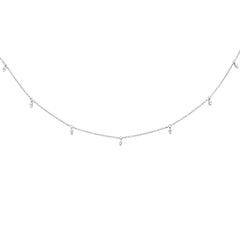 SPECIAL! .13ct G SI 14K White Gold Diamond Dangling Pendant Necklace 16+2"Ext Long Chain