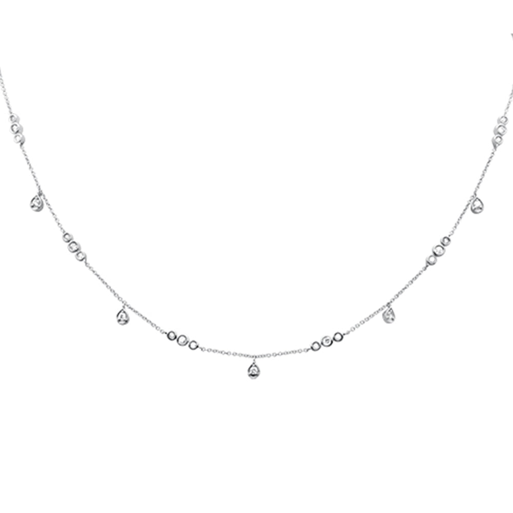 DIAMOND CLOSEOUT!  .51ct G SI 14K White Gold Diamond Dangling Pendant Necklace 16+2"Ext Long Chain