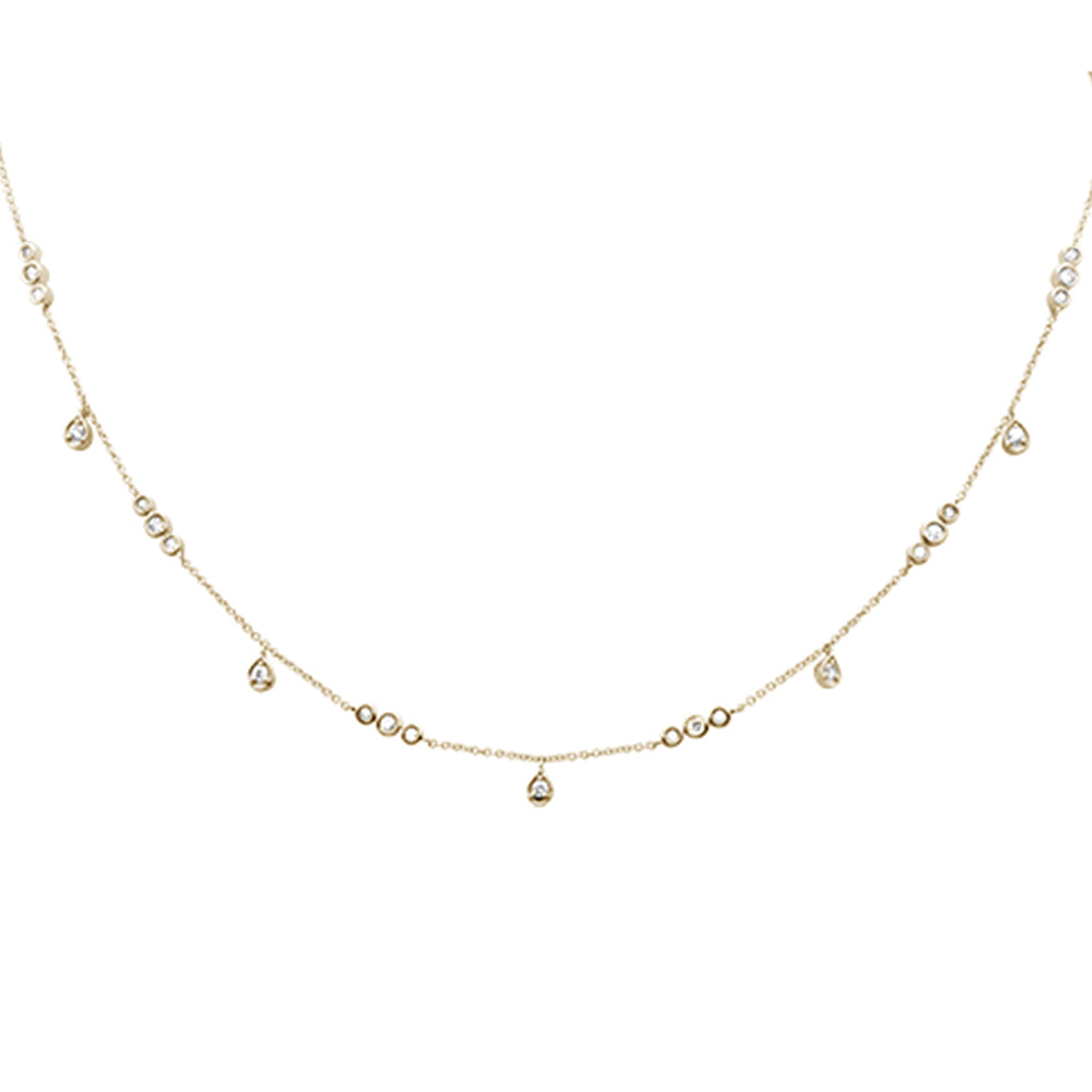 DIAMOND CLOSEOUT!  .53ct G SI 14K Yellow Gold Diamond Dangling Pendant Necklace 16+2"Ext Long Chain