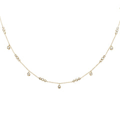 DIAMOND CLOSEOUT!  .53ct G SI 14K Yellow Gold Diamond Dangling Pendant Necklace 16+2"Ext Long Chain