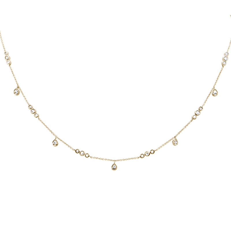 DIAMOND CLOSEOUT!  .53ct G SI 14K Yellow Gold Diamond Dangling Pendant Necklace 16+2"Ext Long Chain