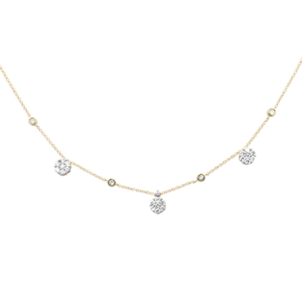 SPECIAL!.68ct G SI 14K Yellow Gold Diamond Flower Pendant Necklace 16+2"Ext Long Chain