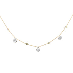SPECIAL!.68ct G SI 14K Yellow Gold Diamond Flower Pendant Necklace 16+2"Ext Long Chain
