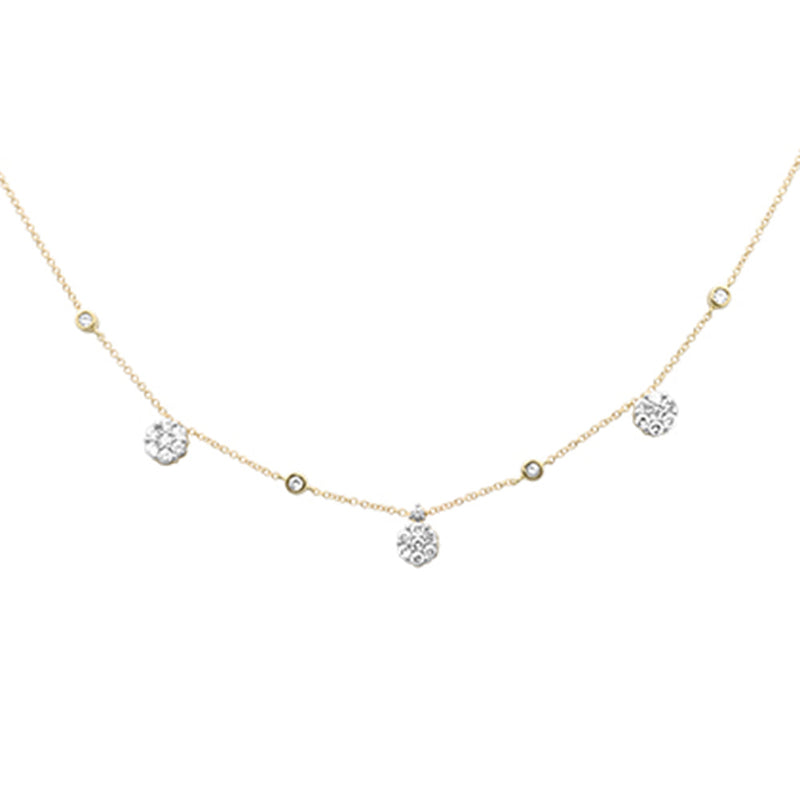 SPECIAL!.68ct G SI 14K Yellow Gold Diamond Flower Pendant Necklace 16+2"Ext Long Chain