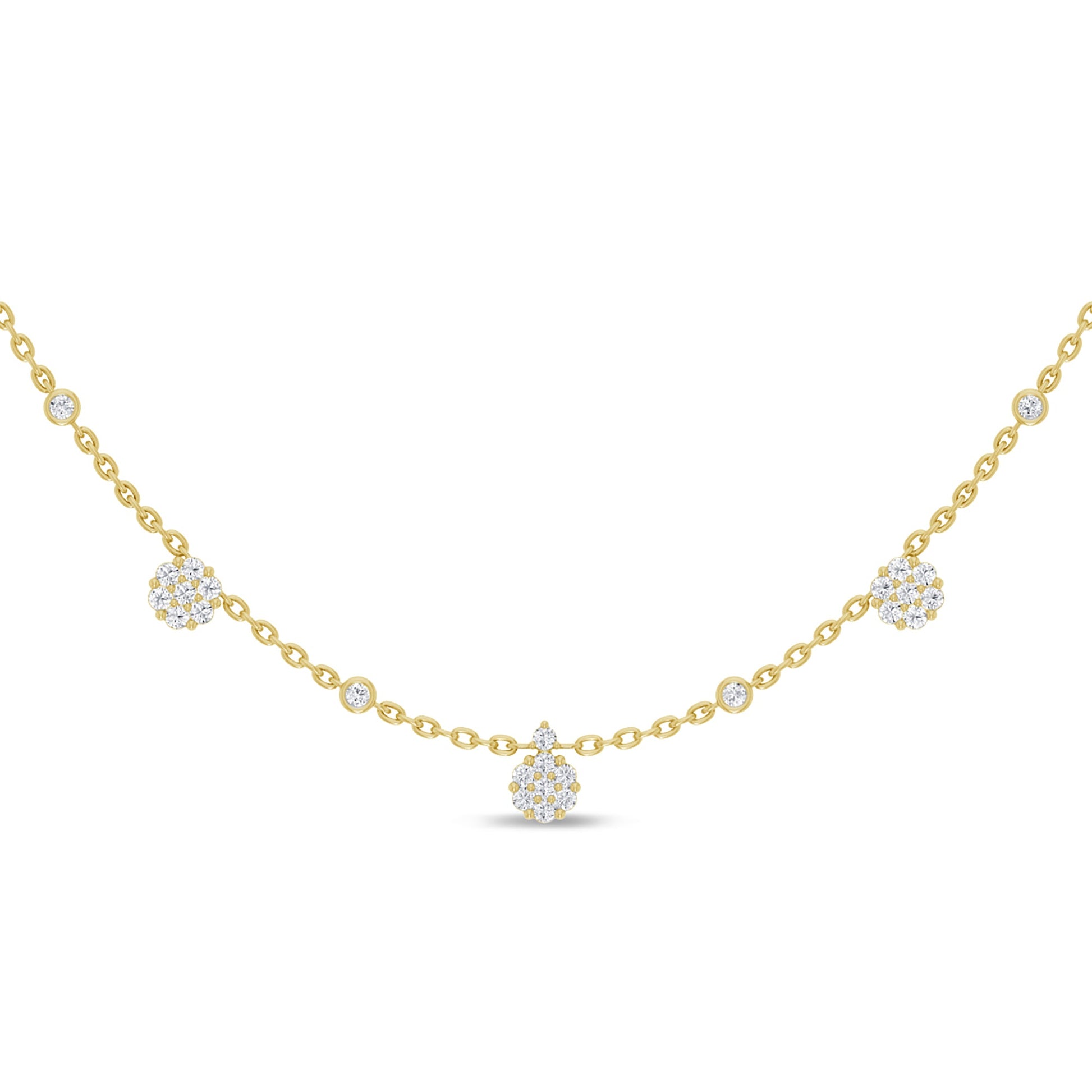 SPECIAL!.68ct G SI 14K Yellow Gold Diamond Flower Pendant Necklace 16+2"Ext Long Chain