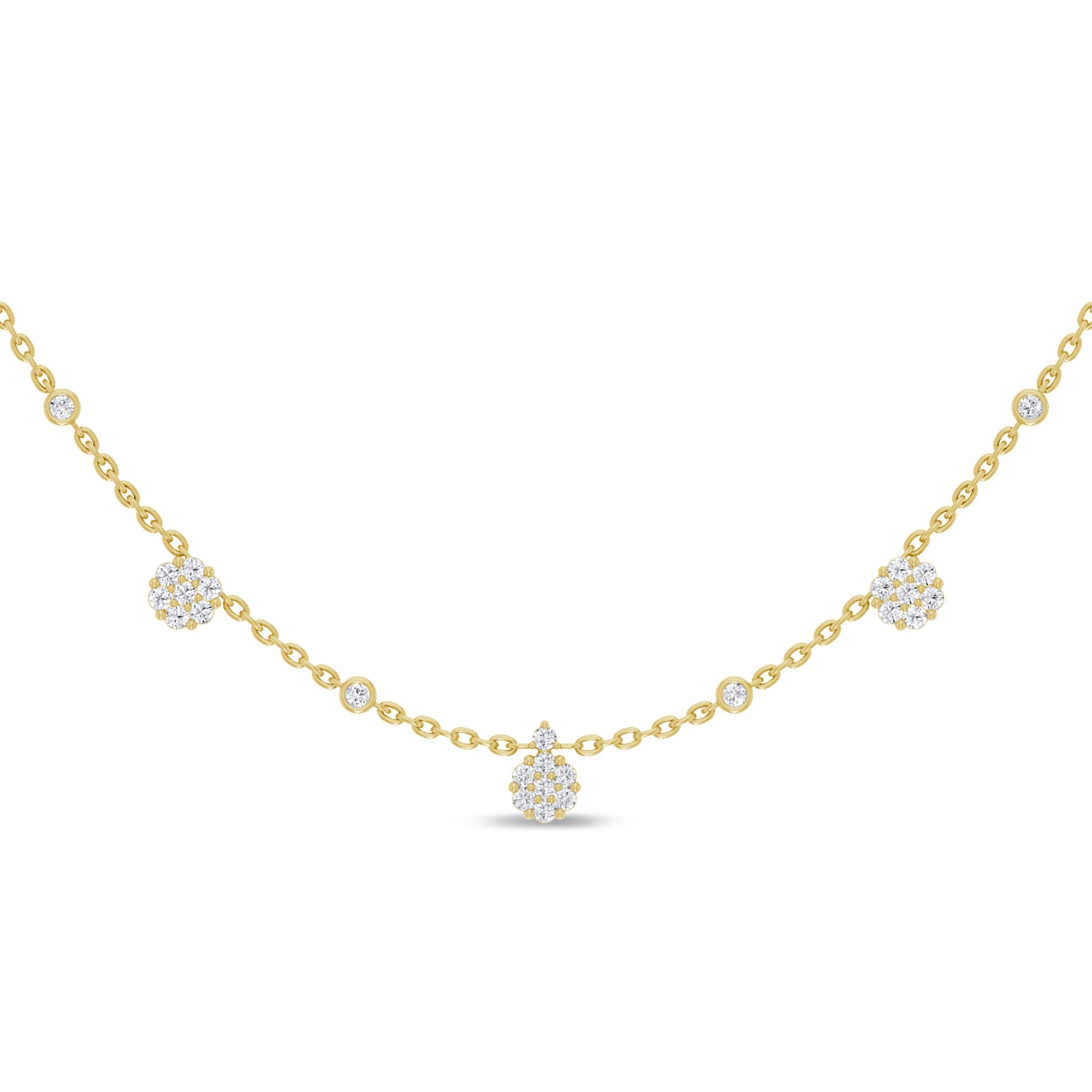 SPECIAL!.68ct G SI 14K Yellow Gold Diamond Flower Pendant Necklace 16+2"Ext Long Chain