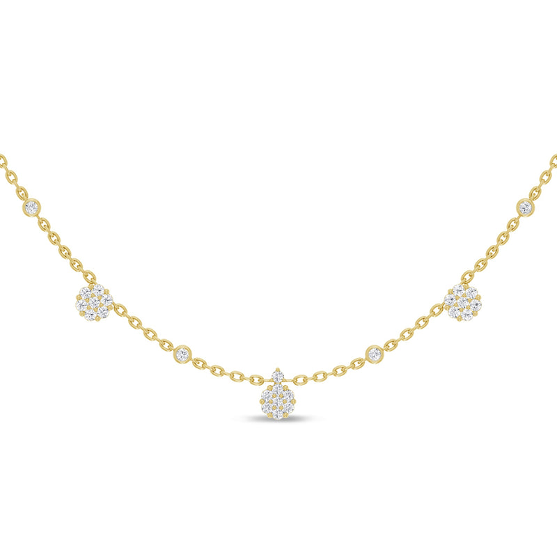 SPECIAL!.68ct G SI 14K Yellow Gold Diamond Flower Pendant Necklace 16+2"Ext Long Chain