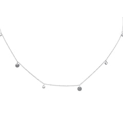SPECIAL! .11ct G SI 14K White Gold Diamond Round Dangling Pendant Necklace 16+2"Ext Long Chain