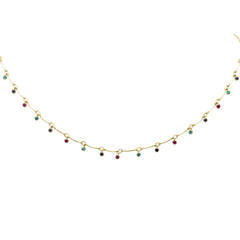 GEMSTONE CLOSEOUT!   1.22ct G SI 14K Yellow Gold Multi Color Gemstones Pendant Necklace 16+2"Ext Long Chain