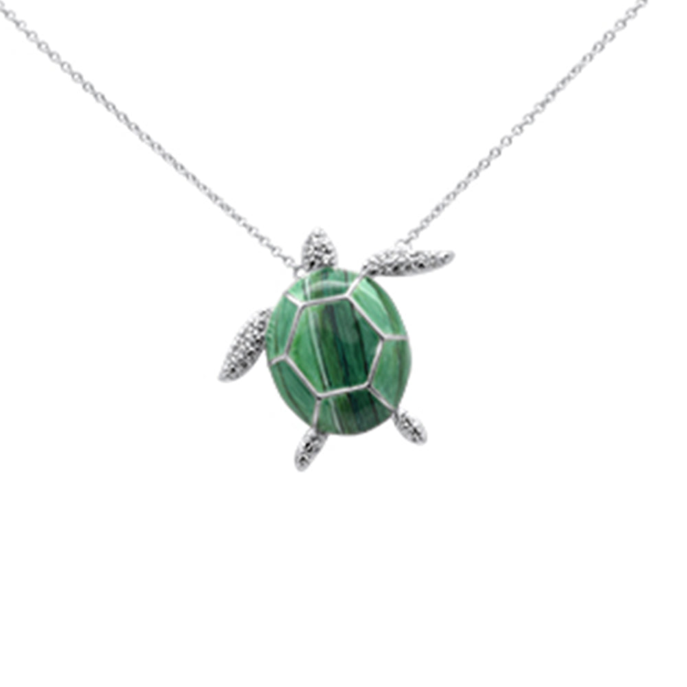 SPECIAL! .18ct G SI 14K White Gold Diamond Turtle Pendant Necklace 16+2"Ext Long Chain