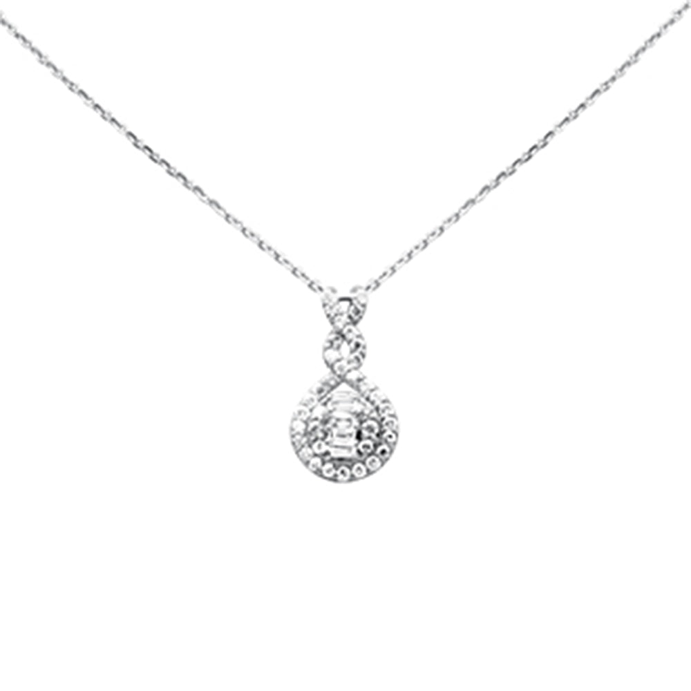 SPECIAL! .45ct G SI 14K White Gold Diamond Round & Baguette Pendant 18" Necklace