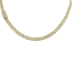 SPECIAL!7MM 8.10ct G SI 14K Yellow Gold Round & Baguette Diamond Cuban Necklace 22" Long