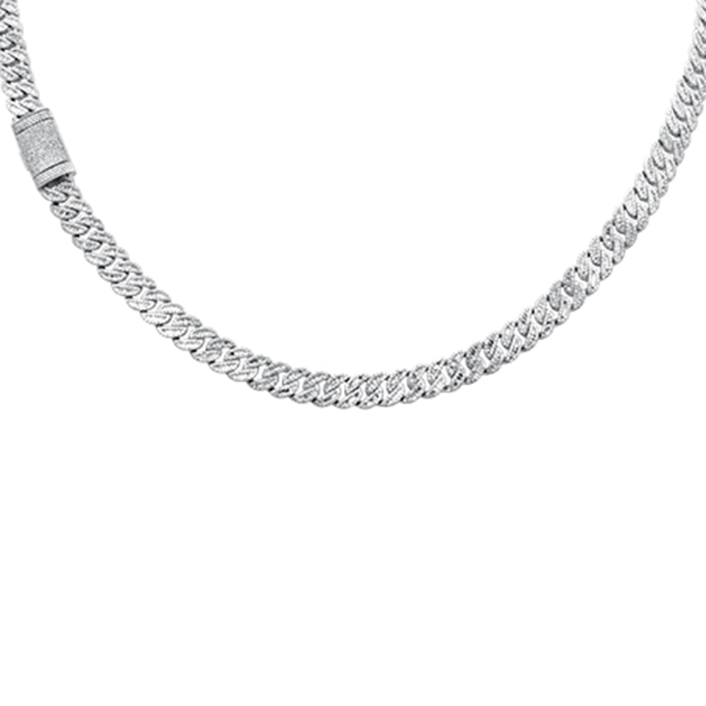 SPECIAL!7mm 8.05ct G SI 14K White Gold Round & Baguette Diamond Cuban Necklace 20" Long
