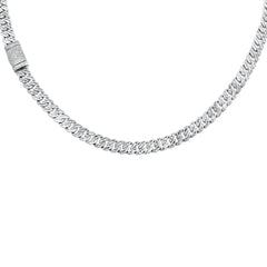 SPECIAL! 7MM 8.81ct G SI 14K White Gold Round & Baguette Diamond Cuban Necklace 21" Long