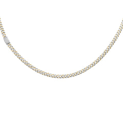 SPECIAL!4MM 1.70ct G SI 14K White & Yellow Gold Two Tone Diamond Cuban Necklace 16" Long
