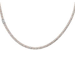 SPECIAL!4MM 1.73ct G SI 14K White & Rose Gold Two Tone Diamond Cuban Necklace 16" Long