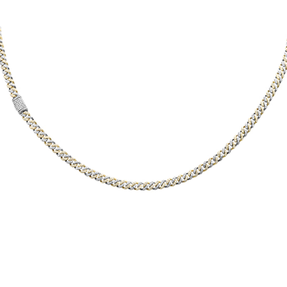 SPECIAL! 4MM 1.93ct G SI 14K White & Yellow Gold Two Tone Diamond Cuban Necklace 18" Long