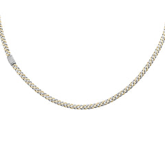 SPECIAL! 4MM 1.93ct G SI 14K White & Yellow Gold Two Tone Diamond Cuban Necklace 18" Long