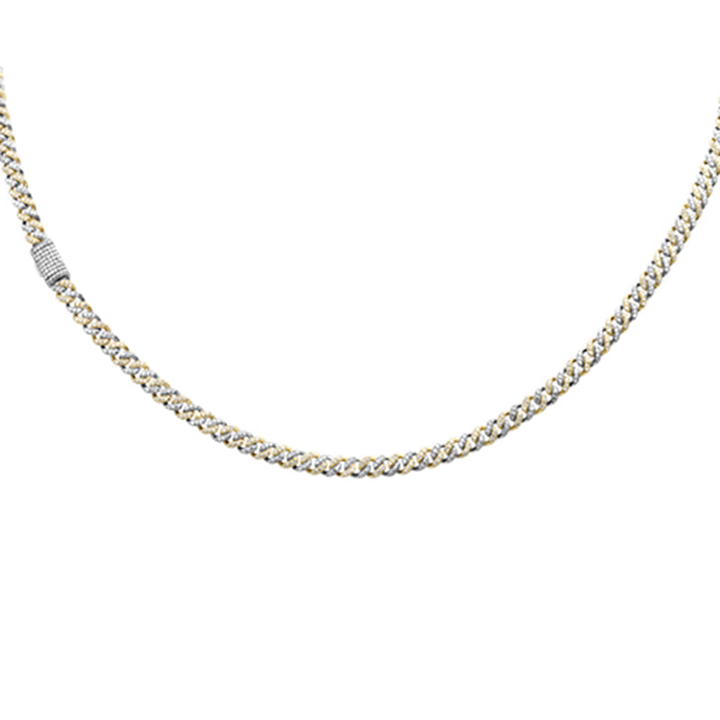 SPECIAL! 4MM 1.93ct G SI 14K White & Yellow Gold Two Tone Diamond Cuban Necklace 18" Long