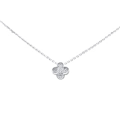 SPECIAL! .06ct G SI 14K White Gold Diamond Flower Pendant Necklace 16+2" Long Chain