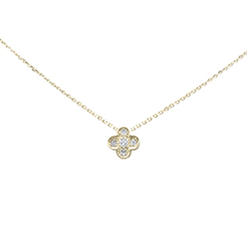 SPECIAL! .06ct G SI 14K Yellow Gold Diamond Flower Pendant Necklace 16+2" Long Chain