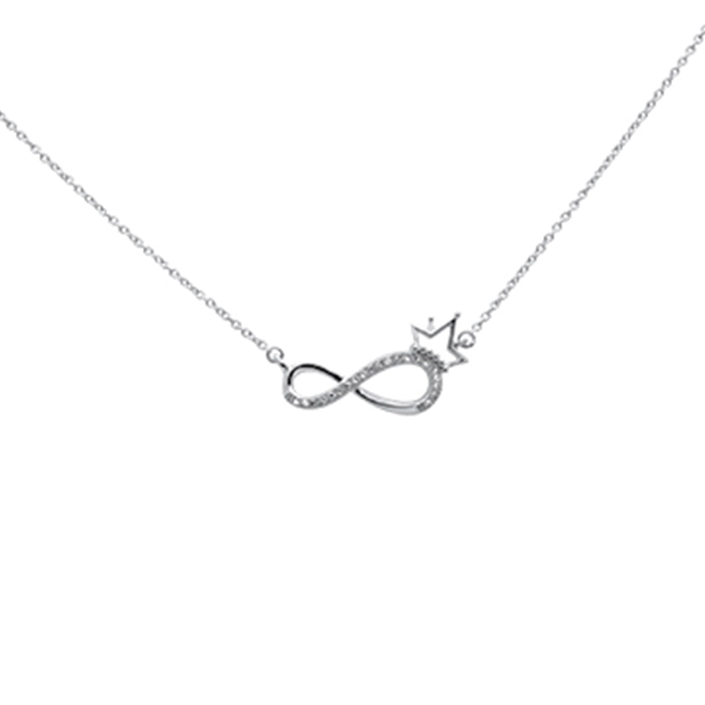 SPECIAL! .06ct G SI 14K White Gold Diamond Infinity Pendant Necklace 18" Long