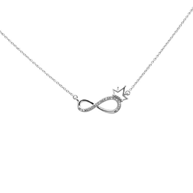 SPECIAL! .06ct G SI 14K White Gold Diamond Infinity Pendant Necklace 18" Long