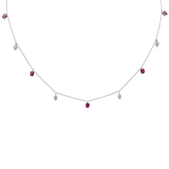 SPECIAL! 1.14ct G SI 14K White Gold Diamond & Ruby Gemstone Pendant Necklace 16+2" Long Chain