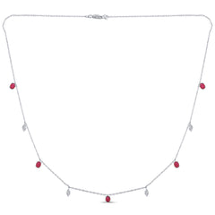 SPECIAL! 1.14ct G SI 14K White Gold Diamond & Ruby Gemstone Pendant Necklace 16+2" Long Chain