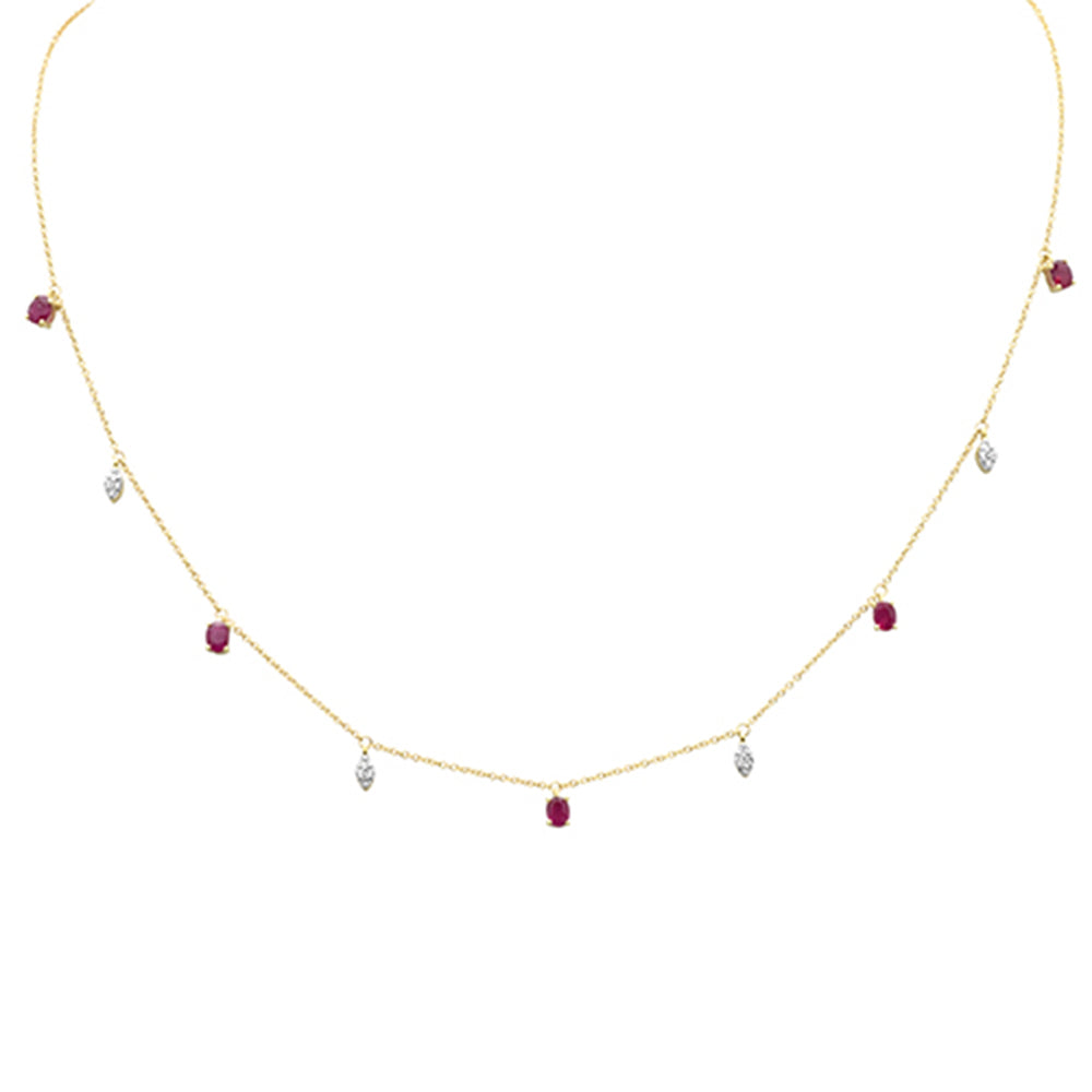 SPECIAL! 1.25ct G SI 14K Yellow Gold Diamond & Ruby Gemstone Pendant Necklace 16" +2" EXT
