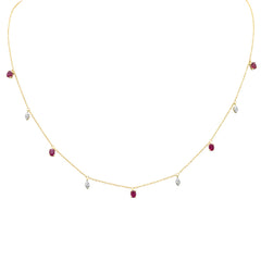 SPECIAL! 1.25ct G SI 14K Yellow Gold Diamond & Ruby Gemstone Pendant Necklace 16" +2" EXT