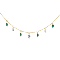 SPECIAL! .66ct G SI 14K Yellow Gold Diamond & Emerald Gemstone Pendant Necklace 16+2" Long Chain