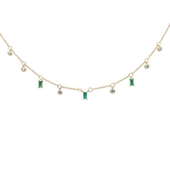 SPECIAL! .81ct G SI 14K Yellow Gold Diamond & Emerald Gemstone Pendant Necklace 16+2" Long Chain