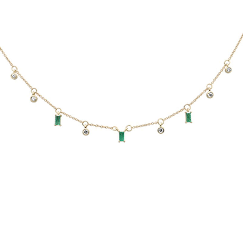 SPECIAL! .81ct G SI 14K Yellow Gold Diamond & Emerald Gemstone Pendant Necklace 16+2" Long Chain