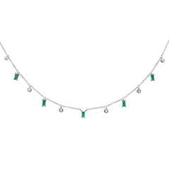 SPECIAL! .76ct G SI 14K White Gold Diamond & Emerald Gemstone Pendant Necklace 16" +2" EXT