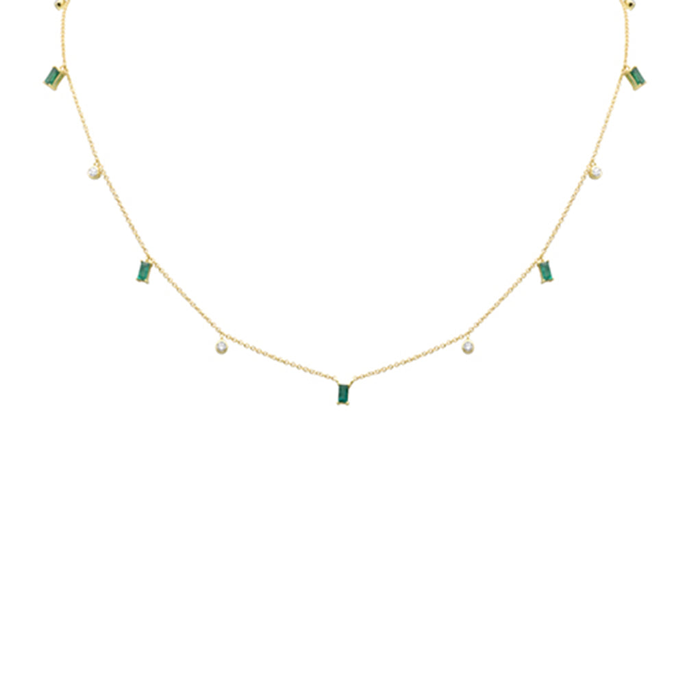 SPECIAL!  .79ct G SI 14K Yellow Gold Diamond & Emerald Gemstone Necklace 16" + 2" Ext