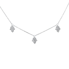 DIAMOND CLOSEOUT!  .33ct G SI 14K White Gold Diamond Hamsa Pendant Necklace 16+2" Long Chain
