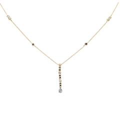 DIAMOND CLOSEOUT! .24ct G SI 14K Yellow Gold Diamond & Blue Sapphire Gemstone Pendant Necklace 16+2" Long Chain