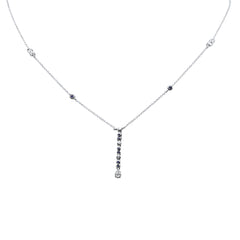DIAMOND CLOSEOUT! .23ct G SI 14K White Gold Diamond & Blue Sapphire Gemstone Drop Pendant Necklace 16" + 2" Ext