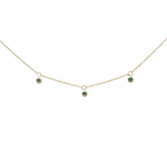 SPECIAL! .07ct G SI 14K Yellow Gold Emerald Gemstone Pendant Necklace 16+2" Long Chain