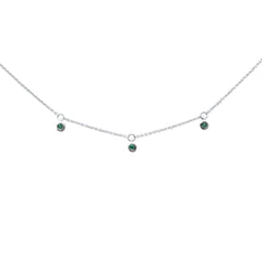 SPECIAL! .07ct G SI 14K White Gold Emerald Gemstone Pendant Necklace 16+2" Long Chain