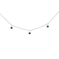 .10ct G SI 14K White Gold Blue Sapphire Gemstone Pendant Necklace 16+2" Long Chain