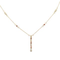 SPECIAL!.23ct G SI 14K Yellow Gold Diamond & Ruby Gemstone Pendant Necklace 16+2" EXT Long