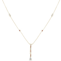 SPECIAL!.23ct G SI 14K Yellow Gold Diamond & Ruby Gemstone Pendant Necklace 16+2" EXT Long