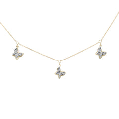 SPECIAL! .28ct G SI 14K Yellow Gold Diamond Butterfly Pendant Necklace 16+2" Long Chain